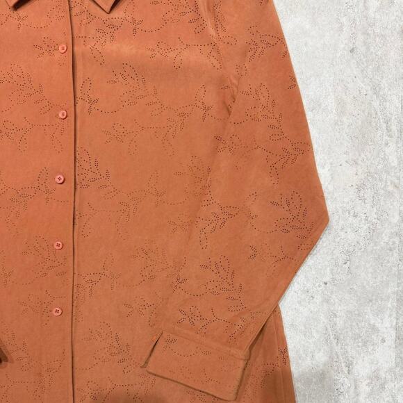 Talbots Faux Suede Praire Long Sleeve Buttoned Down Shirt. - Picture 2 of 4